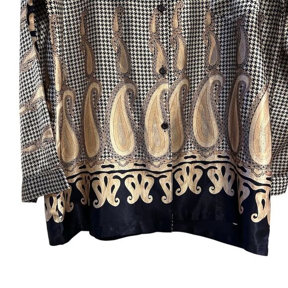 Crystal XL Silk Paisley Button-Up Shirt Multicolor Vintage - Picture 2 of 11